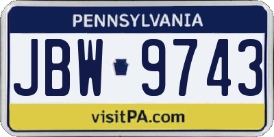 PA license plate JBW9743