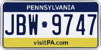 PA license plate JBW9747