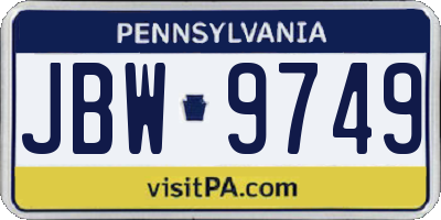 PA license plate JBW9749