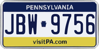 PA license plate JBW9756