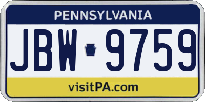 PA license plate JBW9759