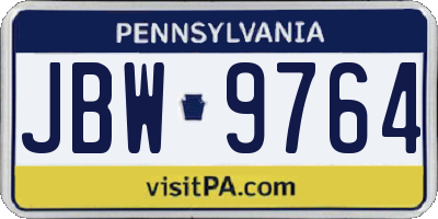 PA license plate JBW9764