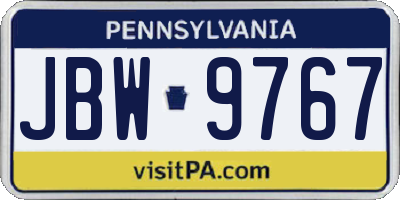 PA license plate JBW9767