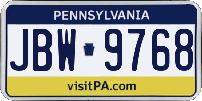 PA license plate JBW9768