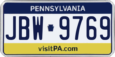 PA license plate JBW9769