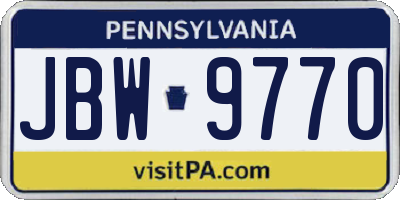 PA license plate JBW9770
