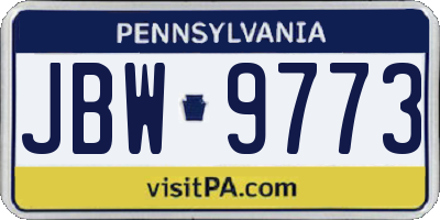 PA license plate JBW9773