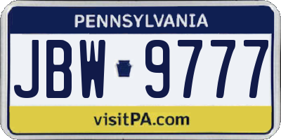 PA license plate JBW9777
