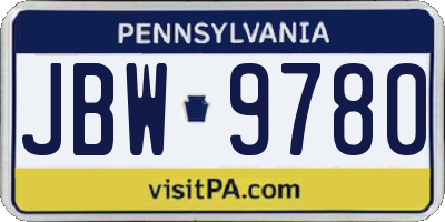 PA license plate JBW9780