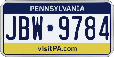 PA license plate JBW9784