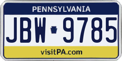 PA license plate JBW9785