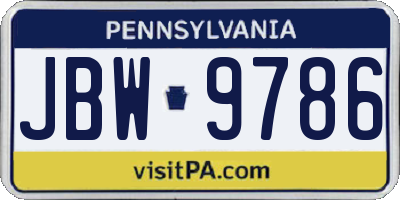 PA license plate JBW9786