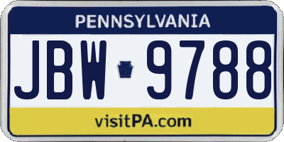 PA license plate JBW9788
