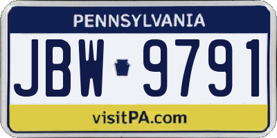 PA license plate JBW9791