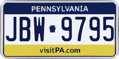 PA license plate JBW9795