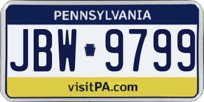 PA license plate JBW9799