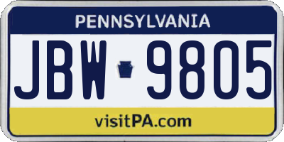 PA license plate JBW9805