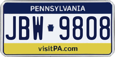 PA license plate JBW9808