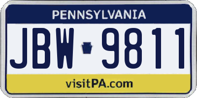 PA license plate JBW9811