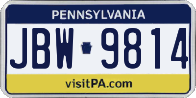 PA license plate JBW9814