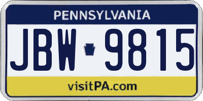 PA license plate JBW9815