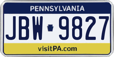 PA license plate JBW9827