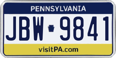 PA license plate JBW9841