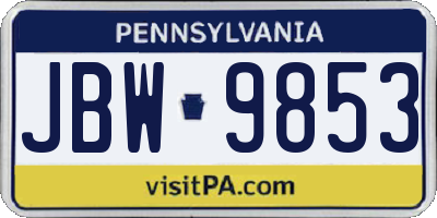 PA license plate JBW9853