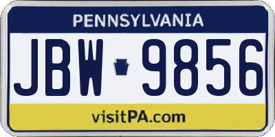 PA license plate JBW9856