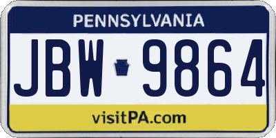 PA license plate JBW9864