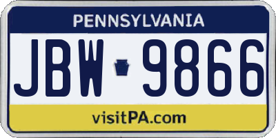 PA license plate JBW9866