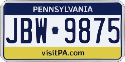 PA license plate JBW9875