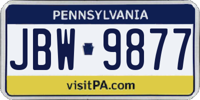 PA license plate JBW9877