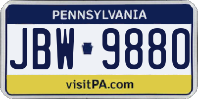 PA license plate JBW9880