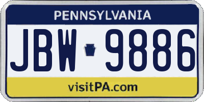 PA license plate JBW9886
