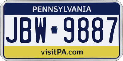 PA license plate JBW9887