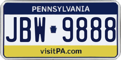 PA license plate JBW9888