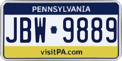 PA license plate JBW9889