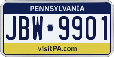 PA license plate JBW9901