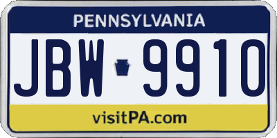 PA license plate JBW9910