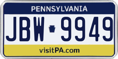 PA license plate JBW9949