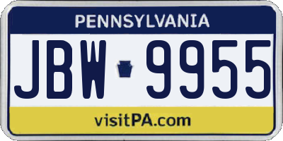 PA license plate JBW9955