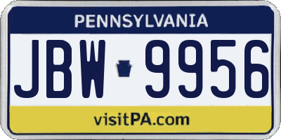 PA license plate JBW9956