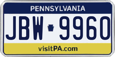 PA license plate JBW9960