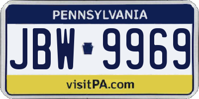 PA license plate JBW9969