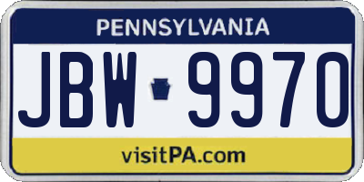PA license plate JBW9970