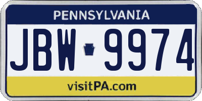 PA license plate JBW9974