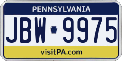 PA license plate JBW9975