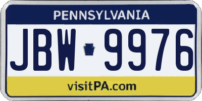 PA license plate JBW9976
