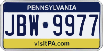 PA license plate JBW9977